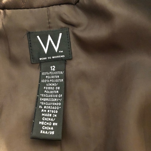 WORK TO WEEKEND Women Floral Stitch Blazer Brown One Button Closure Lined Sz 12 - Picture 3 of 5